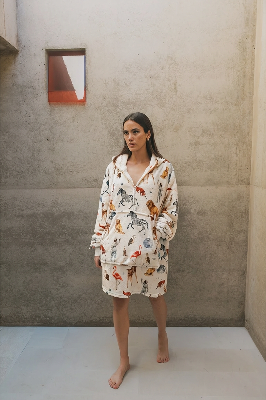 white wearable blanket front