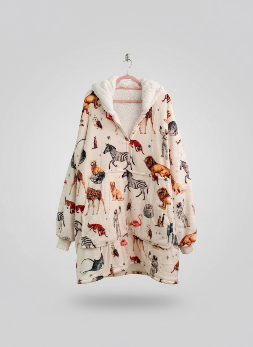 white wearable blanket hanger